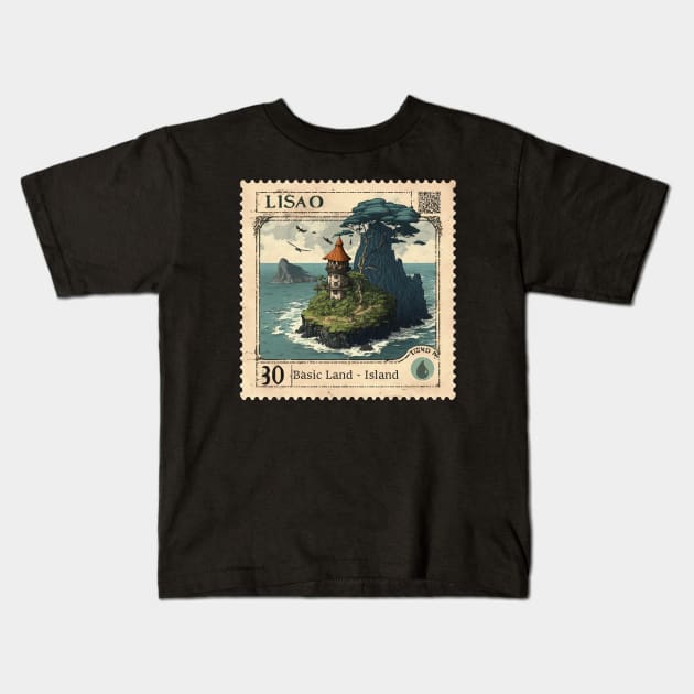 MTG - Island Stamp - Lisao - Postage Stamp Series Kids T-Shirt by SLMGames